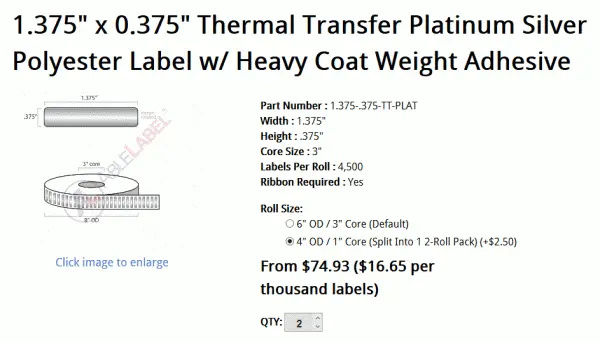 Honeywell 1.25 x 1 Retail Price Labels